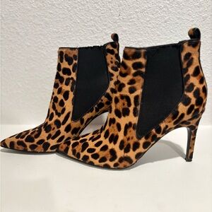 Nine West Leopard Faux Fur Heeled Ankle Boots